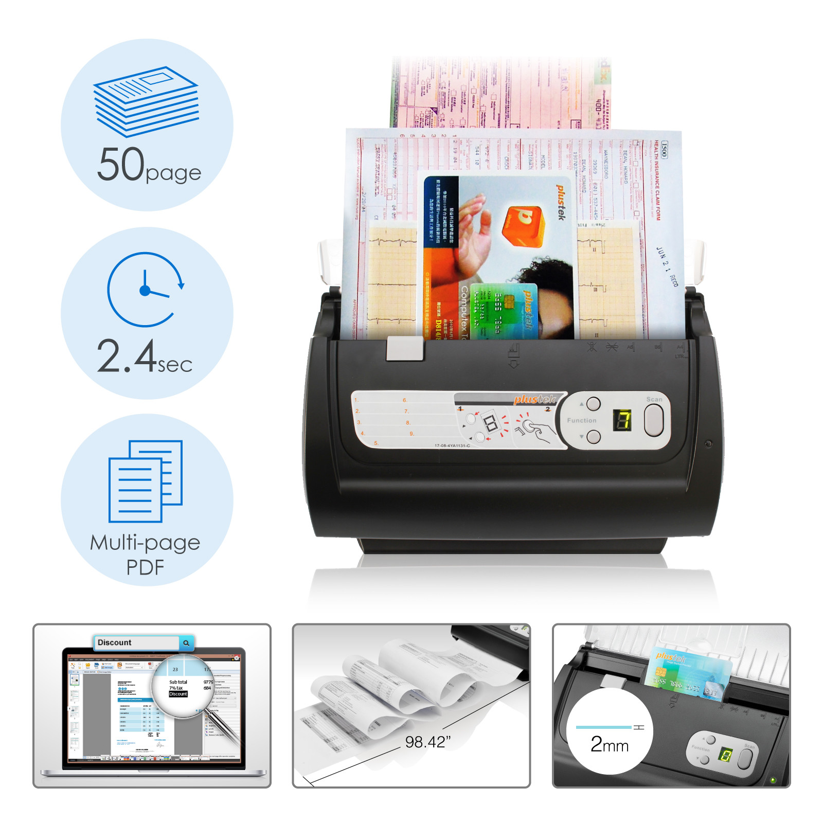 Plustek PS186 highspeed Document Scanner , Duplex, Color OCR function SEE VIDEO