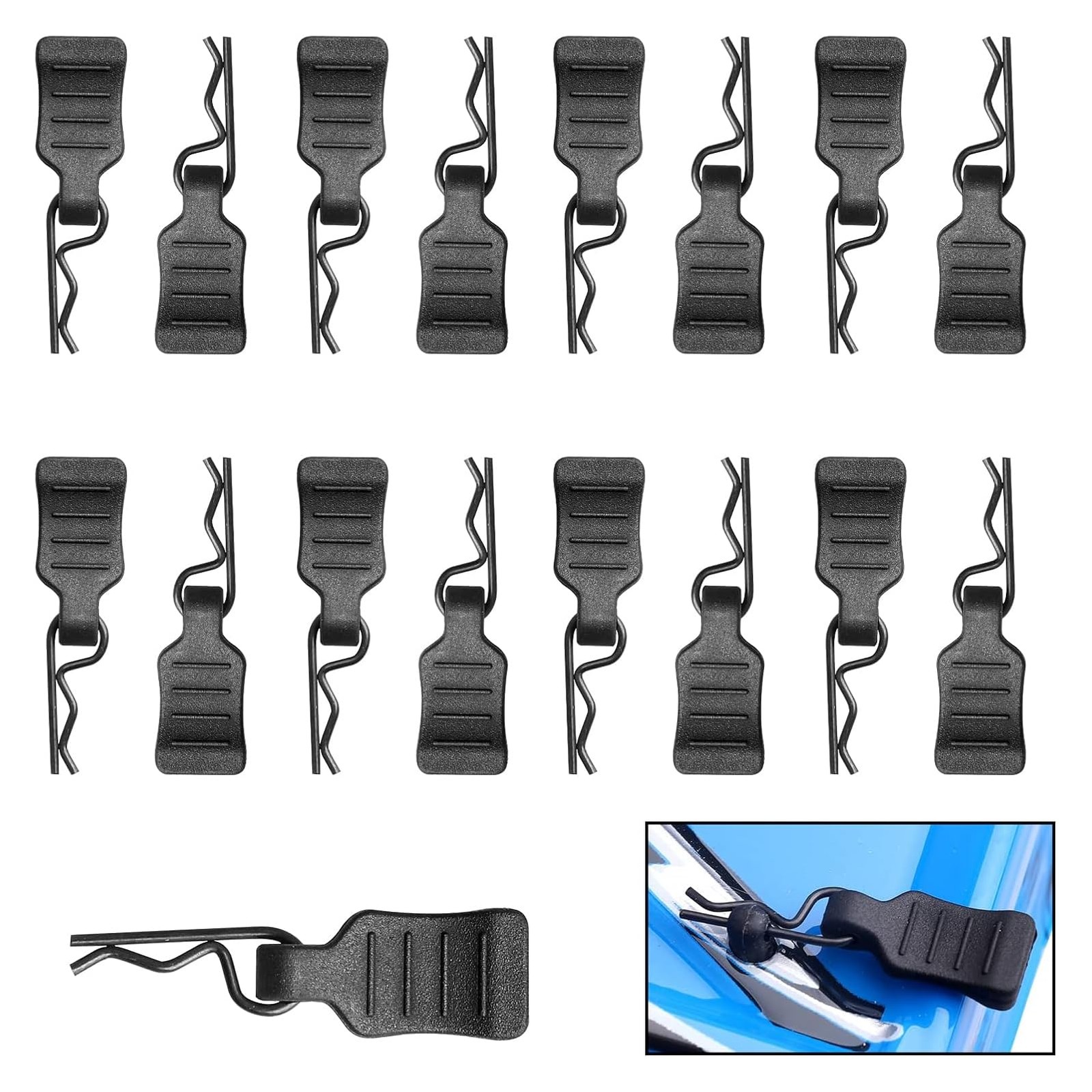 HobbyPark 50pcs Mini Clips R Pins with Pull Tabs 0.7mm Rod and Tabs, Black