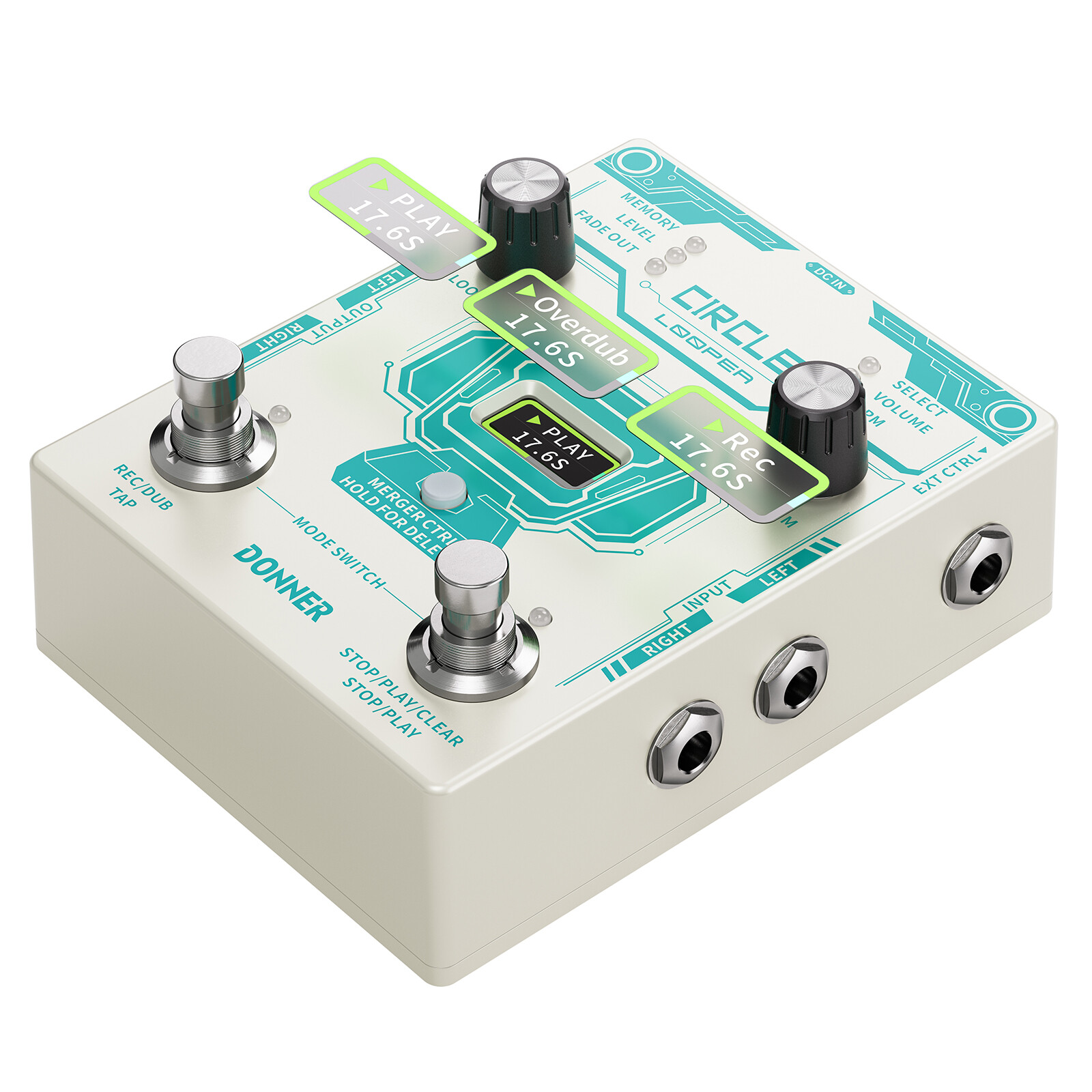 Donner Circle Looper 2 in 1 Drum Machine & Looper Effects Pedal 40 Slots 160 min