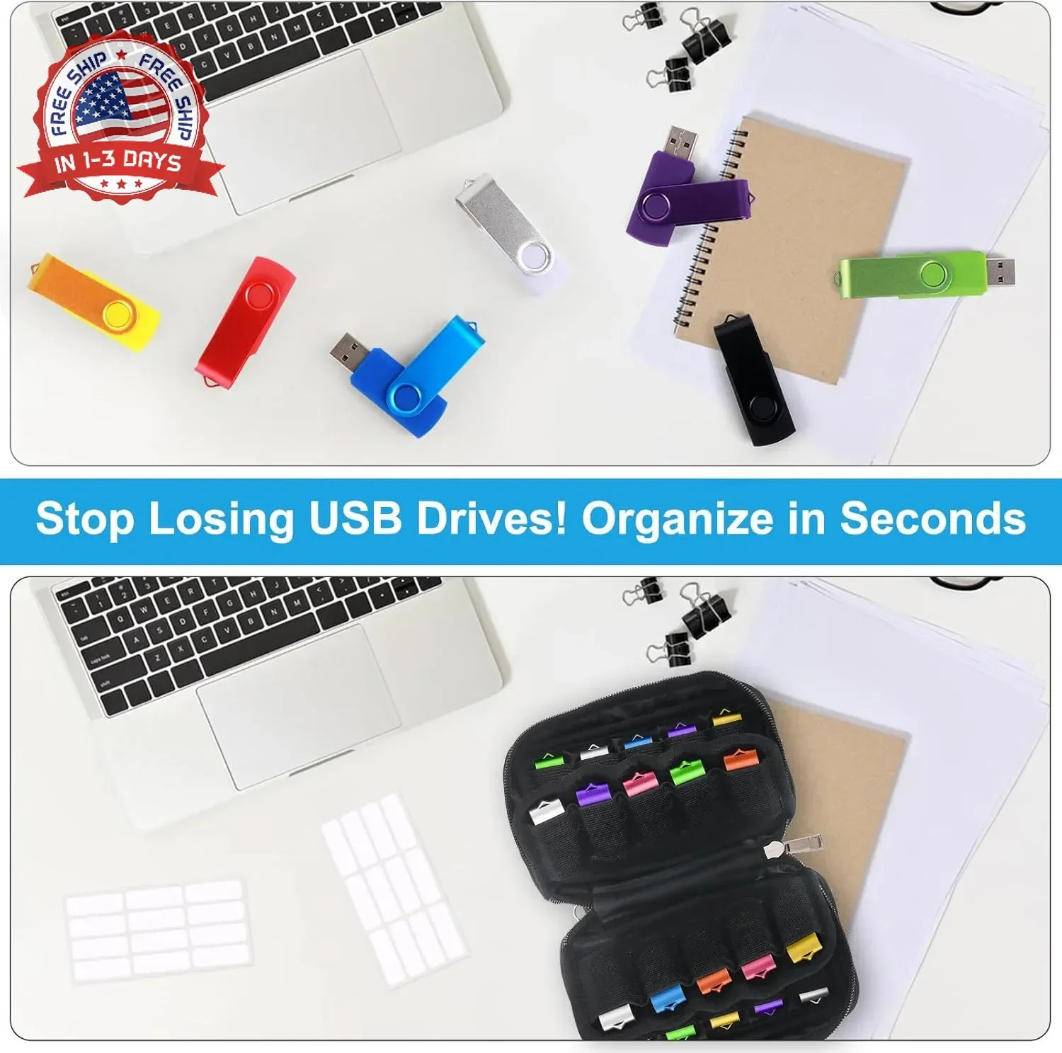 Flash Drive Case 20 Slots Thumb Drive USB Storage Case, Portable Electronic Acce