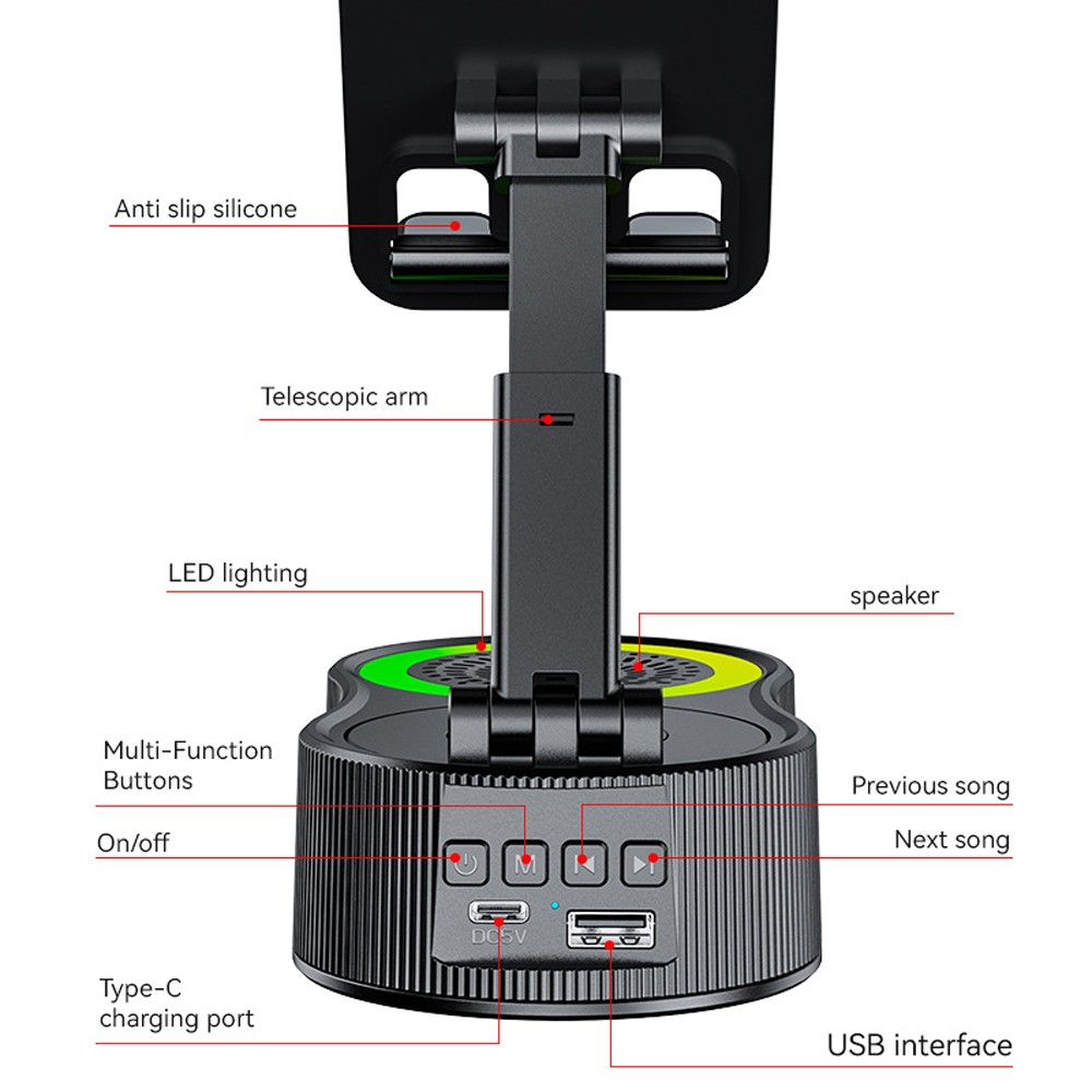 5-In-1 Bluetooth Multi-Functional Mobile Phone Audio Stand With Microphone AGD