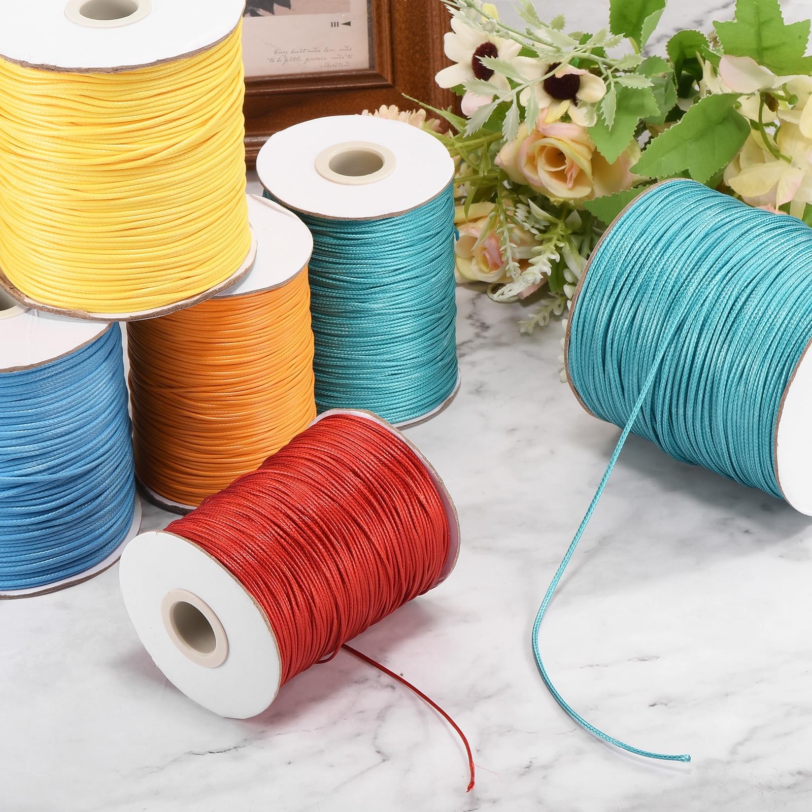 Waxed Cord 1.5mm Waxed Polyester Cord 175 Yard Wax String for Bracelet Making...