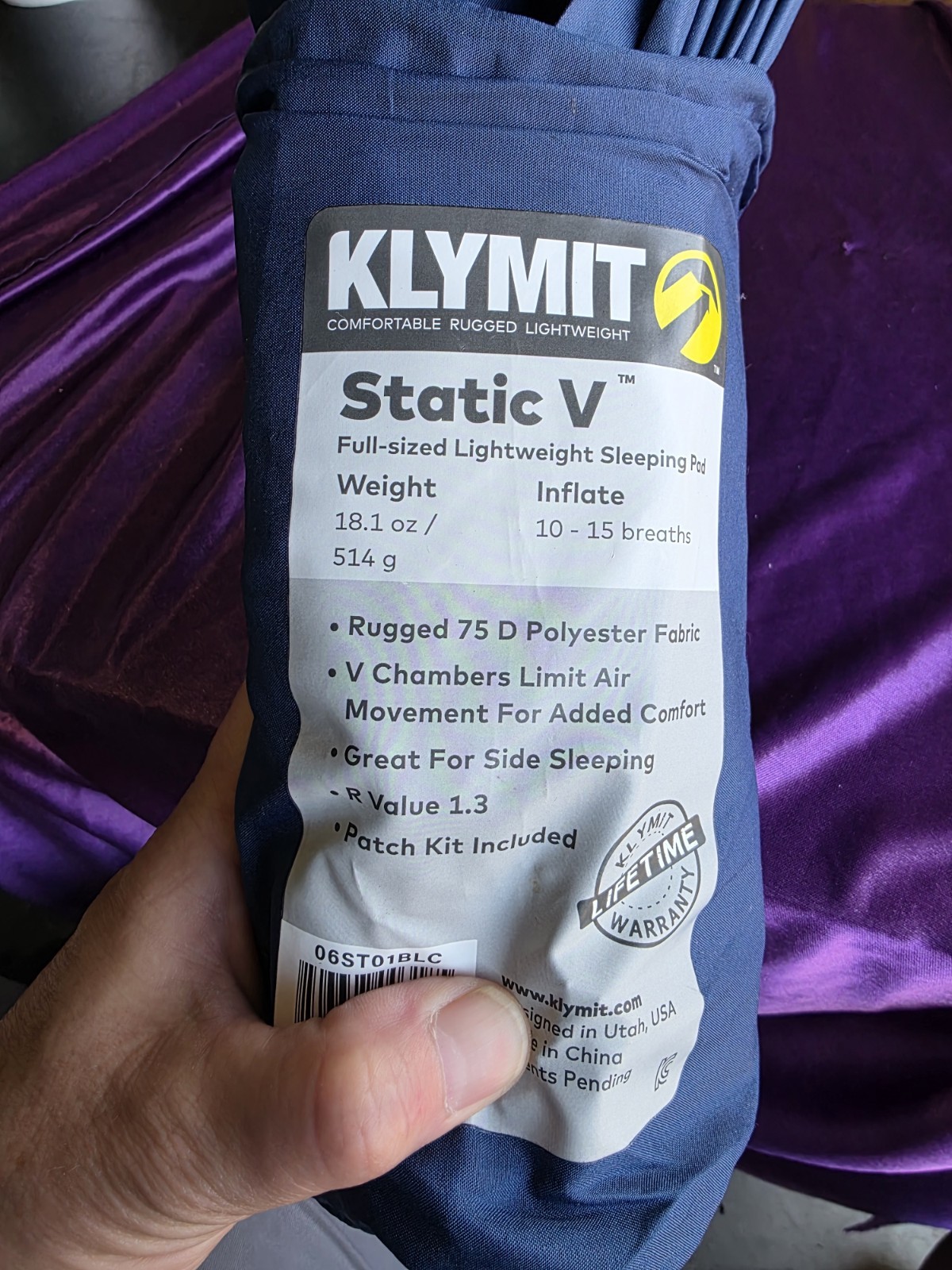 Klymit Static V Model 06st01blc Blue