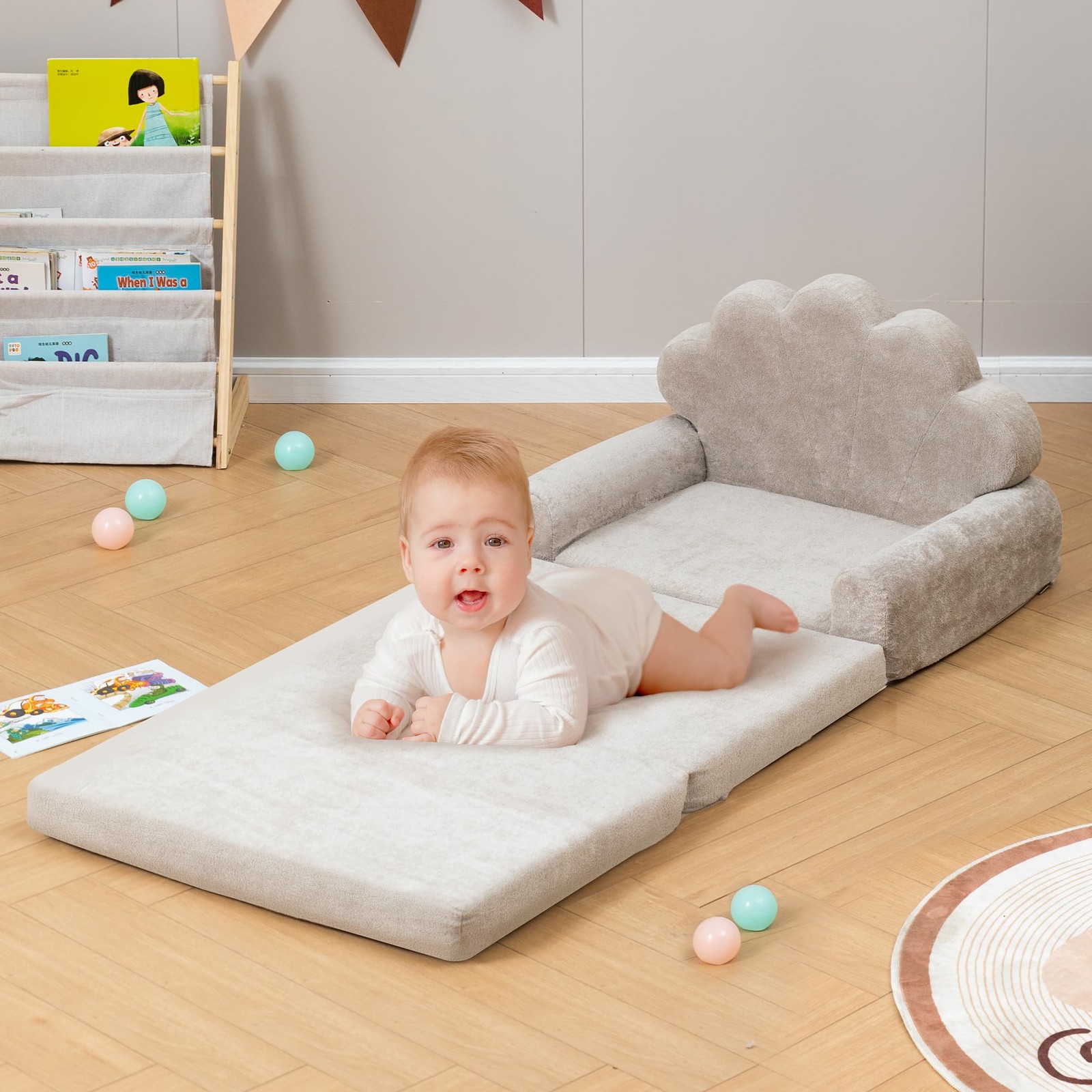 2-in-1 Couch, Couch Fold Out, Comfy Chair, Convertible Sofa to Lounger with P...