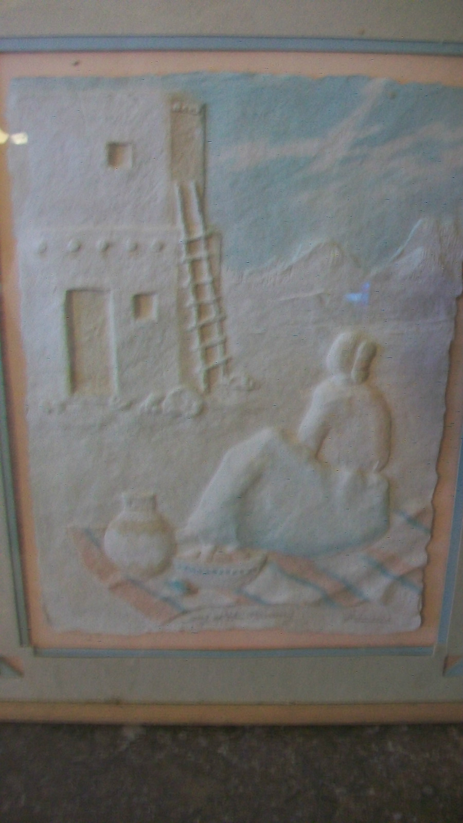 SONG OF THE MORNING, PAPER MACHE PAINTING ON CANVAS by PRISCILLA FRAMED & MATTED