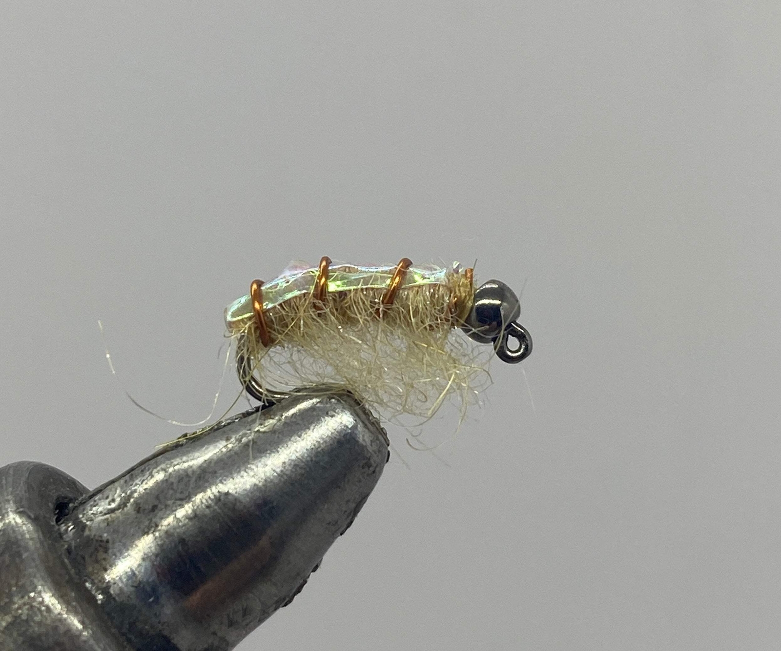 Tungsten Beadhead Jig Scud Cream, Fly Fishing Nymph- Strike Fly Company