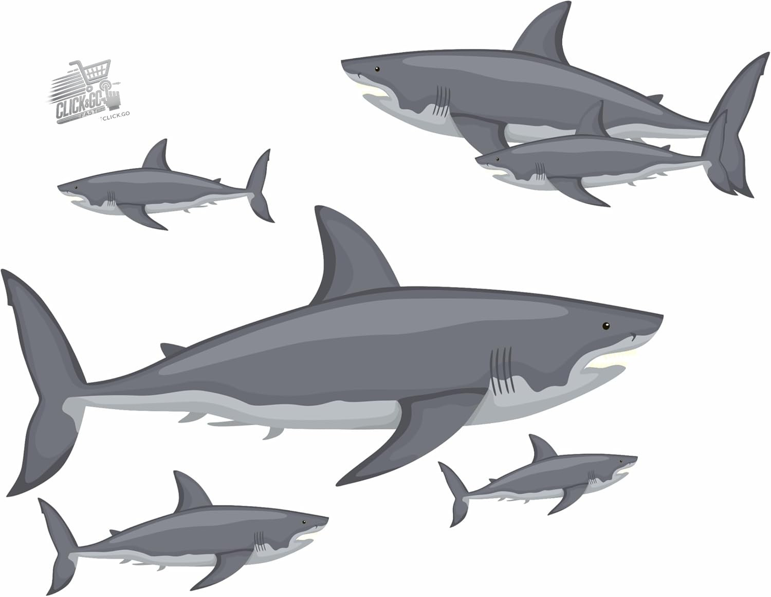 X5 Shark Shape Stickers for Wall Decoration, Cover Signs, Cups And T