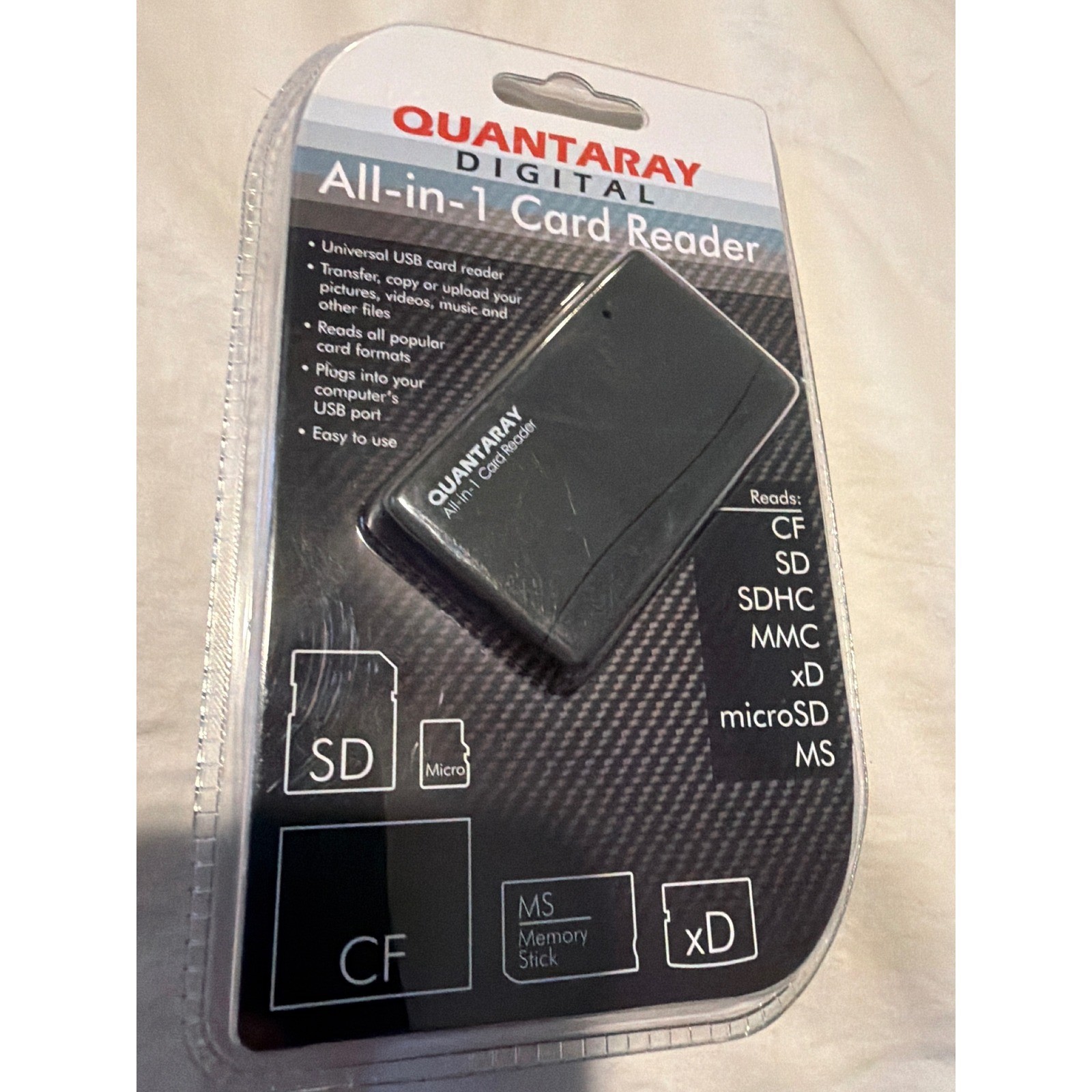 Quantaray Digital All-in-1 Card Reader USB CF SD SDHC xD microSD BLACK