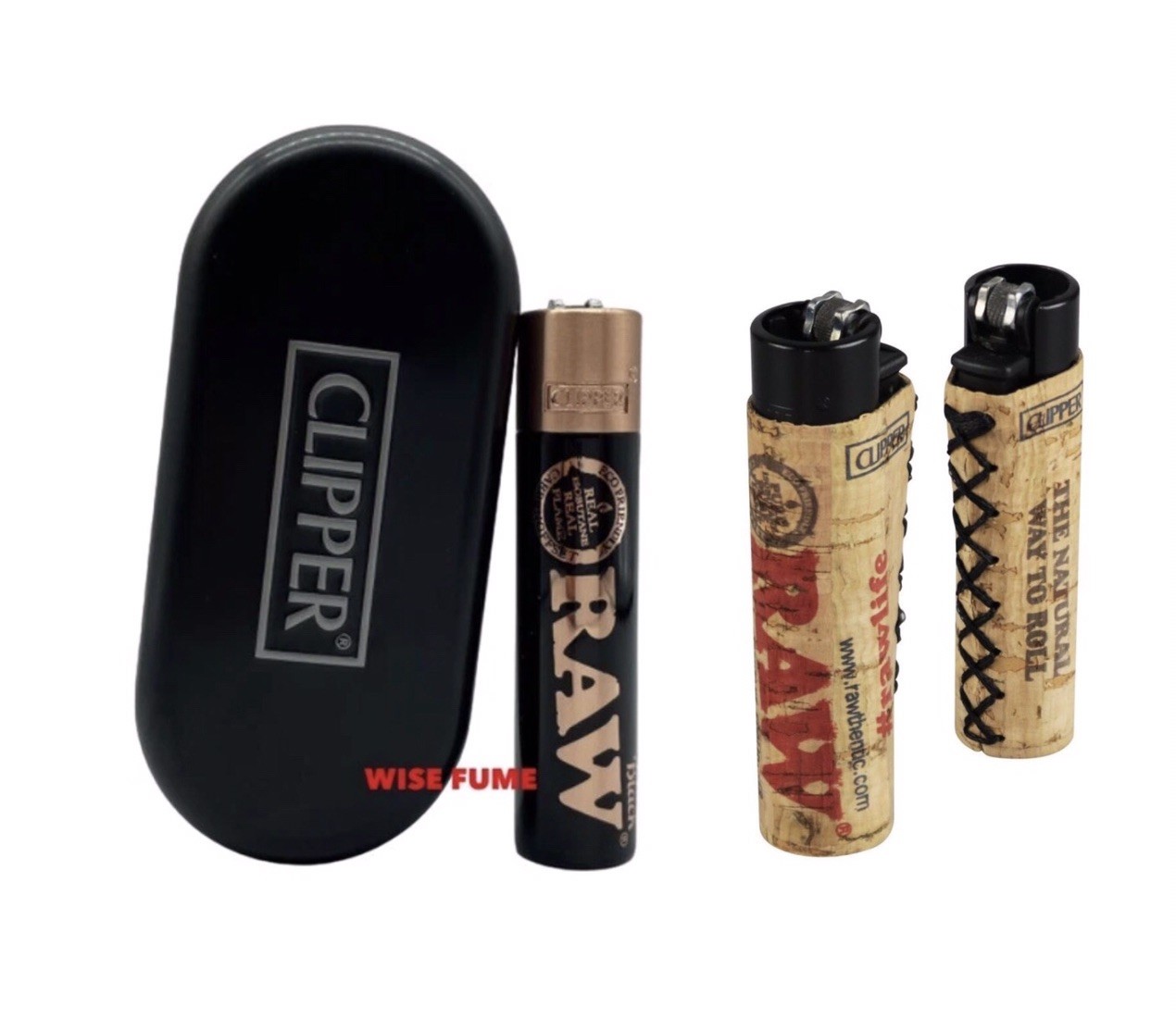 RAW Clipper Full Metal Lighter Rose Gold Black Color +raw Clipper Cork Lighter