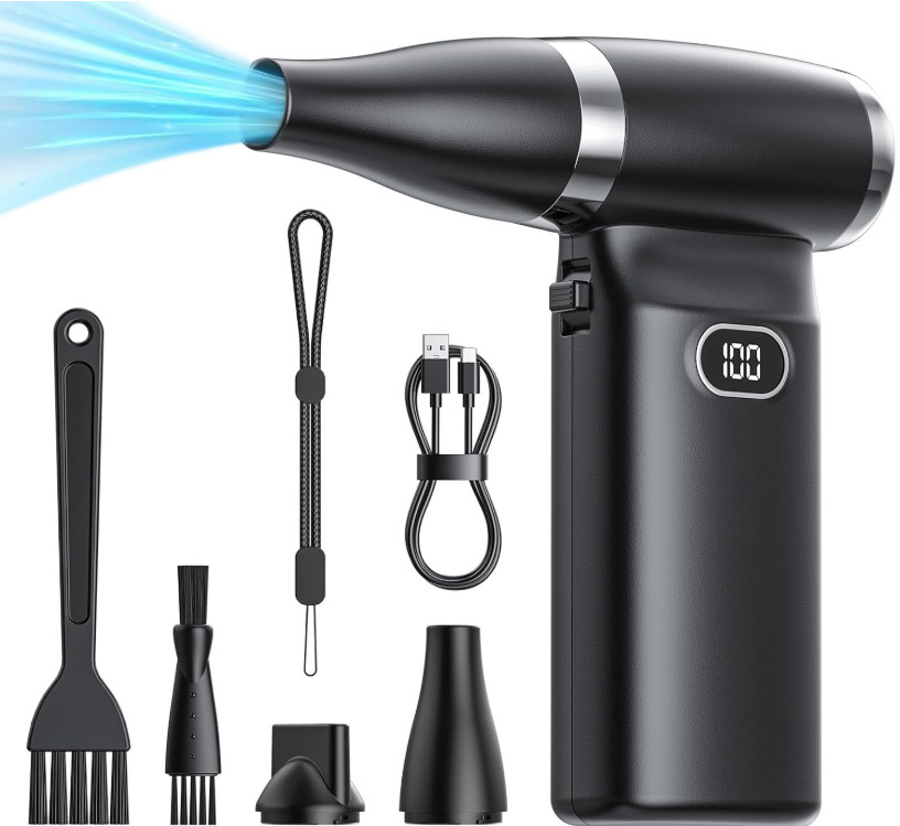 Soplador Aire Eléctrico Inalámbrico 60MPH Limpiador PC Teclado Auto Portátil