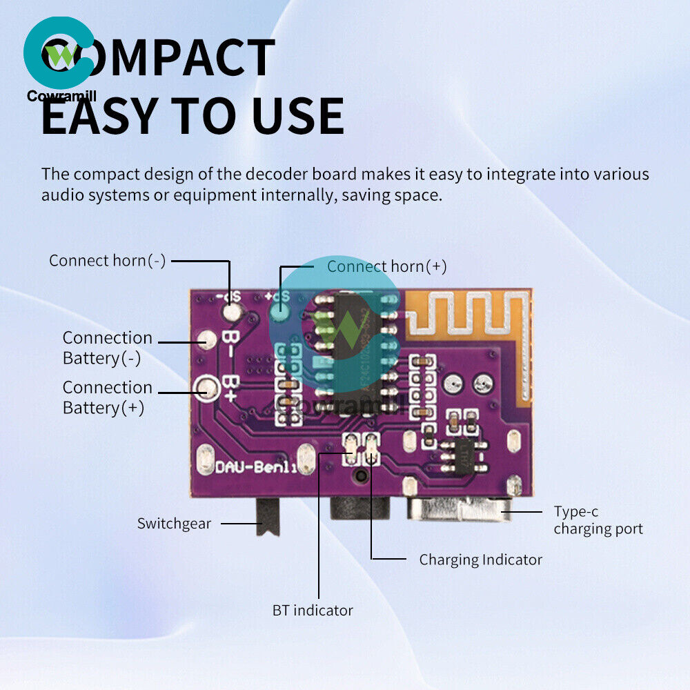 DC3.5V-5V 5W Mono Audio Amplifier Board MP3 TWS Bluetooth Decoding Board Module