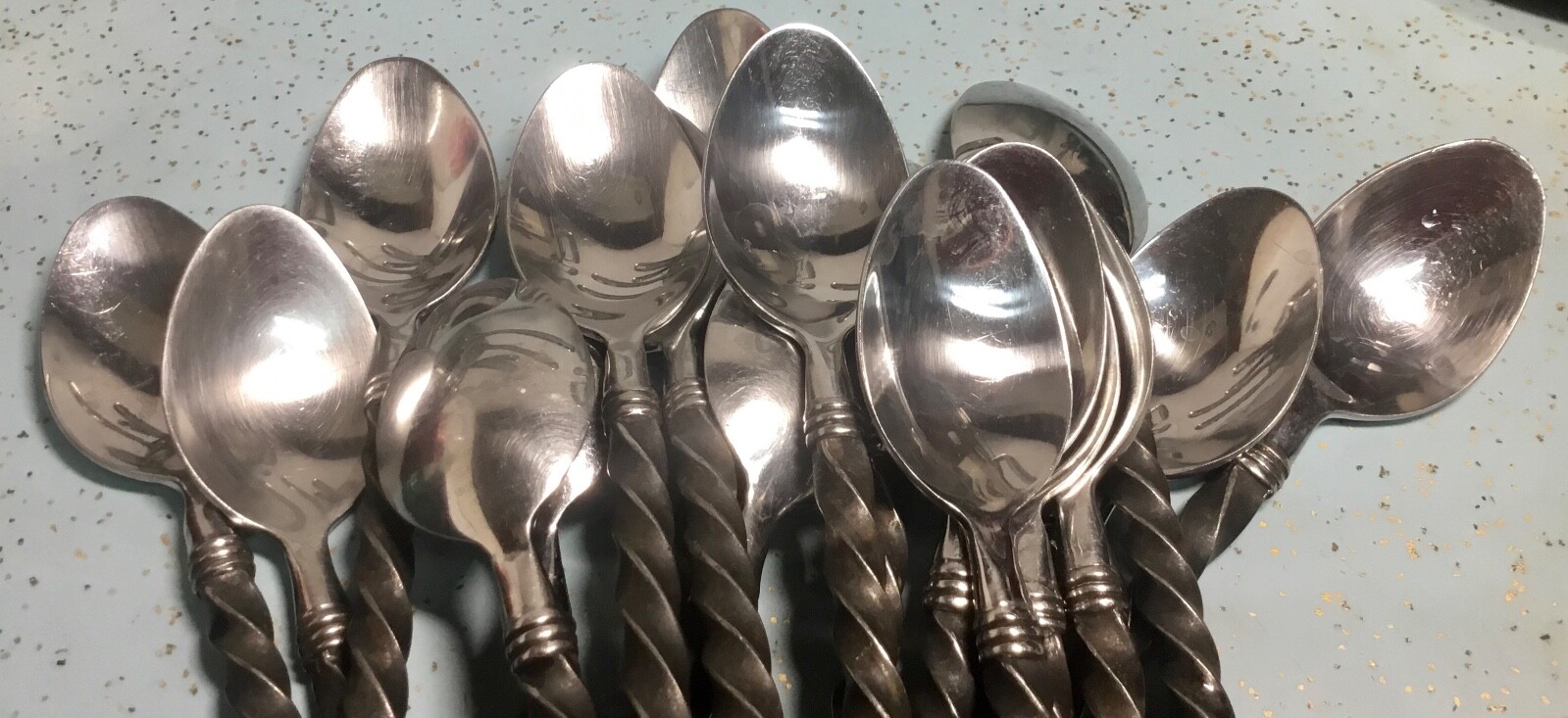 HAMPTON SILVERSMITHS BRADE BLACK TWISTED BAR HANDLE PATTERN SS TEASPOON GUC
