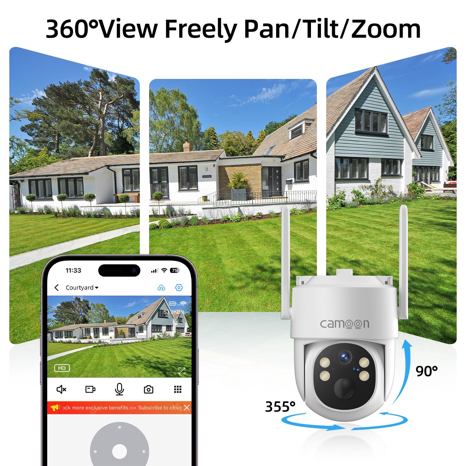 Solar Battery Powered Wireless Security Camera System WiFiIP Outdoor Home