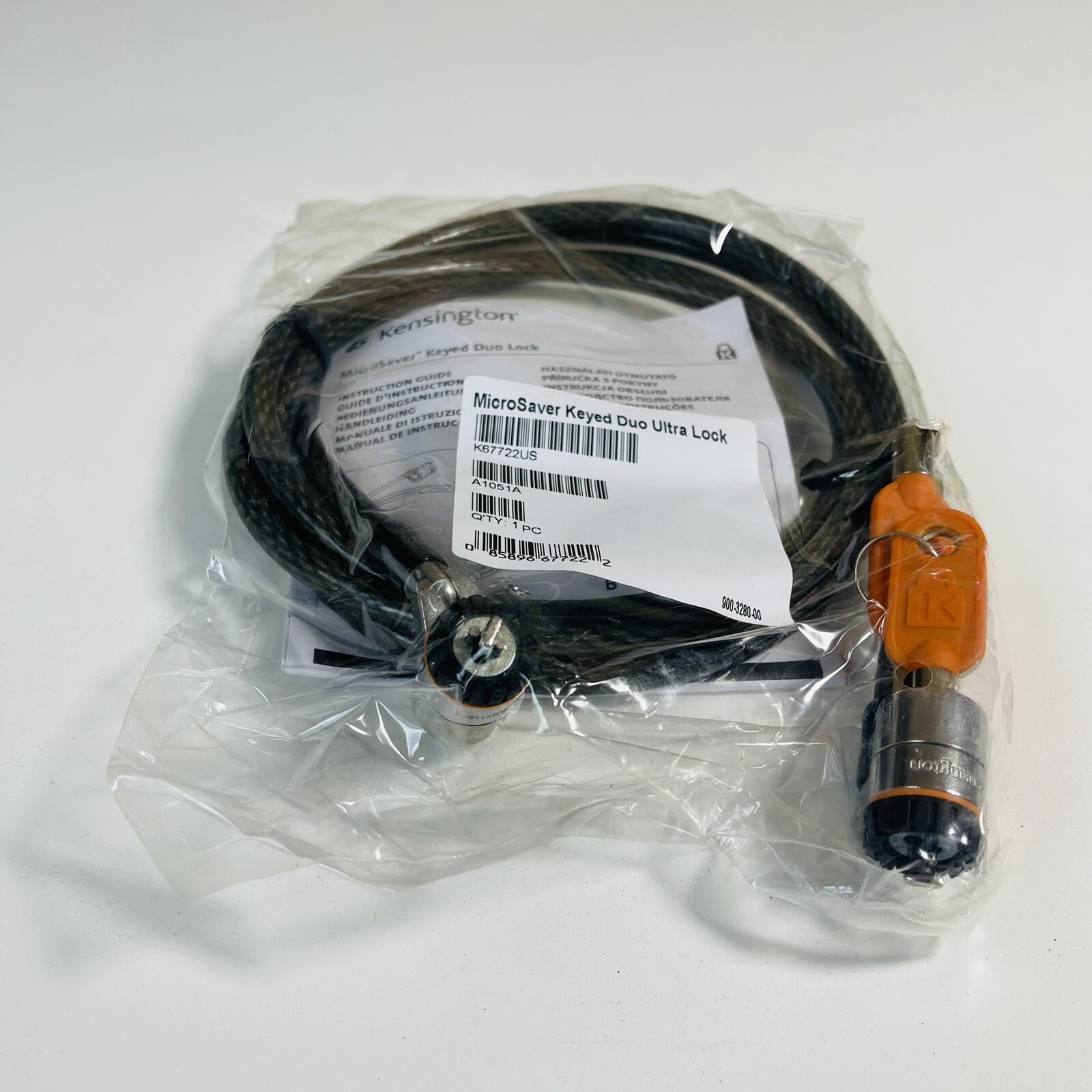 Kensington MicroSaver K67722US Keyed Duo Ultra Notebook Lock - Steel - 6 ft NEW!