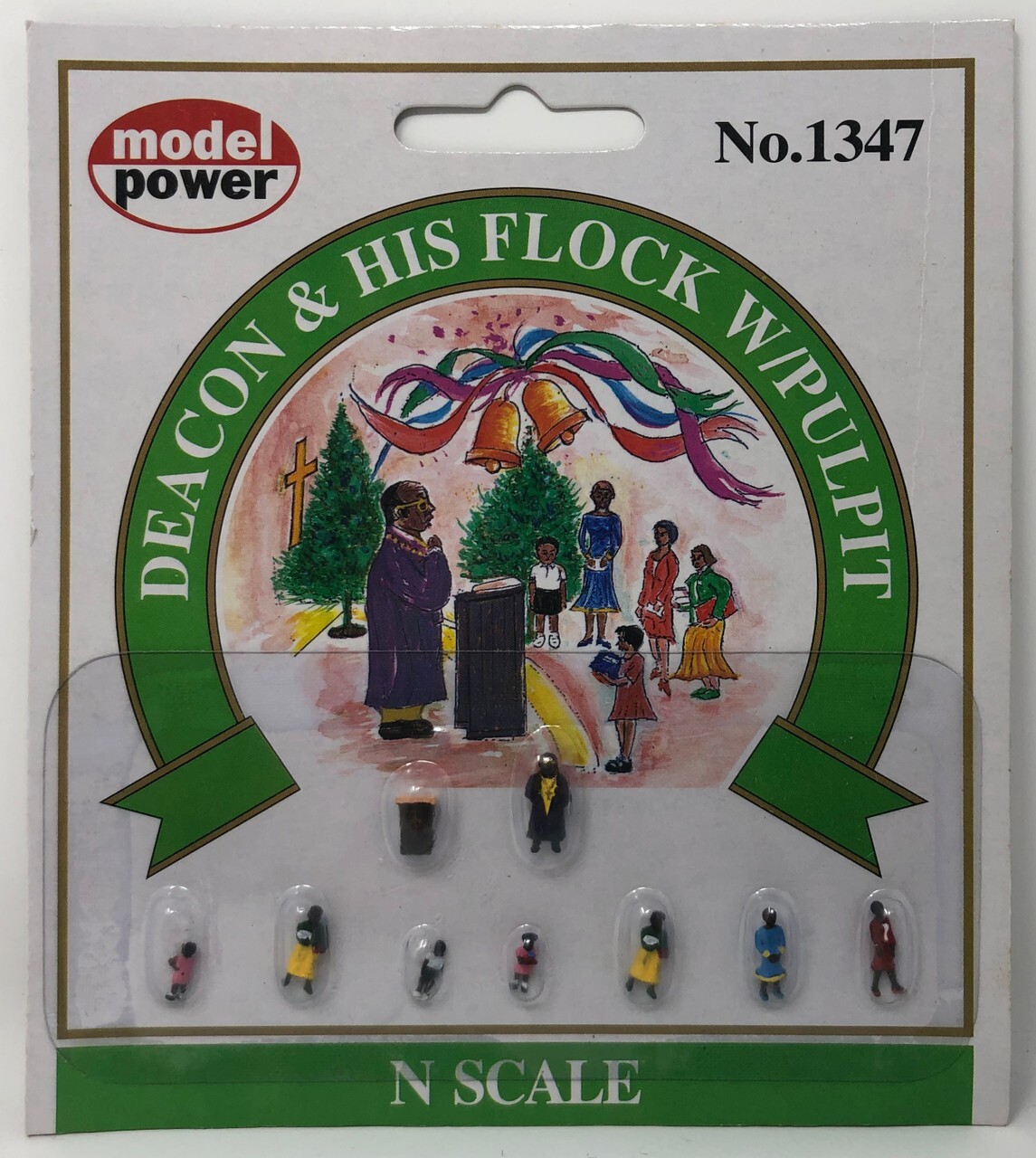 Model Power N 1347 Deacon & His Flock with Pulpit - 9 Pcs
