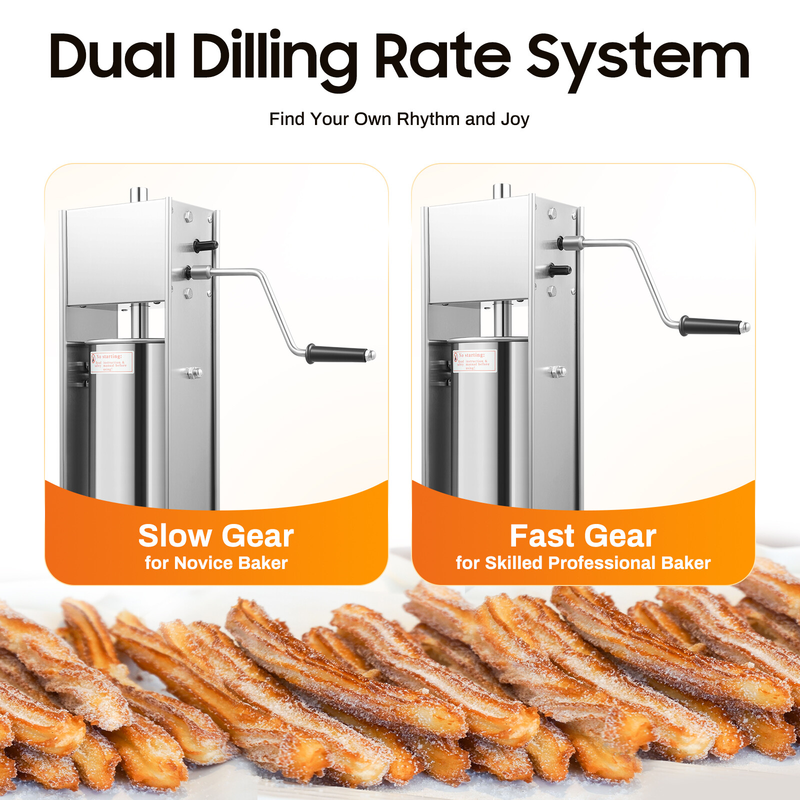 5L Commercial Manual Churro Maker Machine +4 Nozzles Fit Restaurant Home