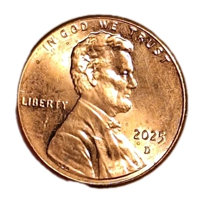 Last Year 2025-D Lincoln Shield Cent AU/UNC RD Slightly Spotted