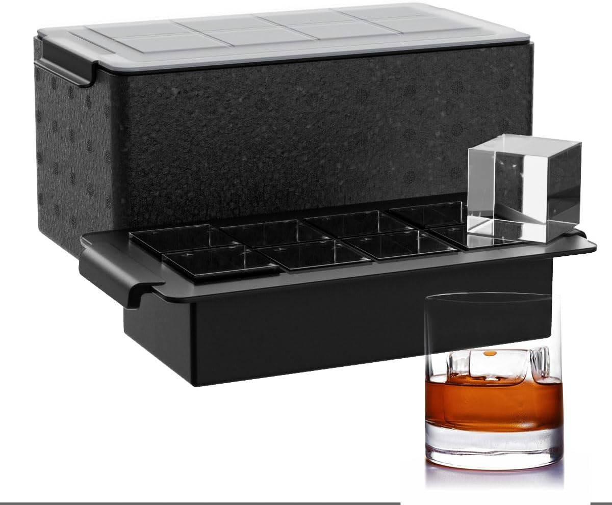 Clear Ice Cube Tray for Whiskey:  2Inch Clear Ice Cube Maker - Silicone Large Ic