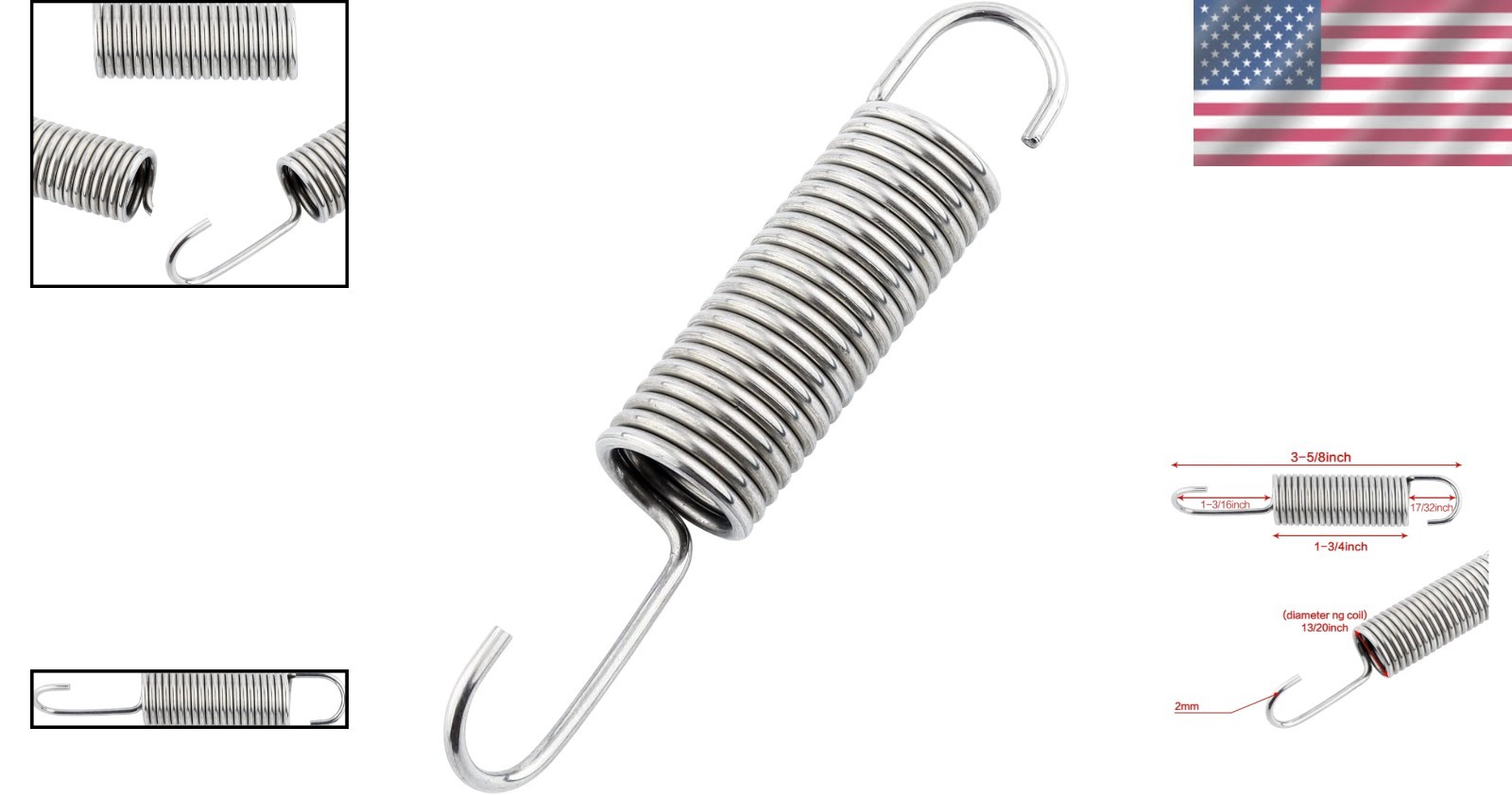 Durable 304 Stainless Steel Recliner Sofa Replacement Spring with Long Neck Hook