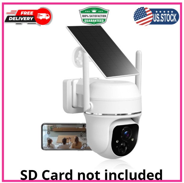 Vicohome 2K Solar Wireless WiFi Security Cameras Outdoor, 355° PTZ, Solar & B...
