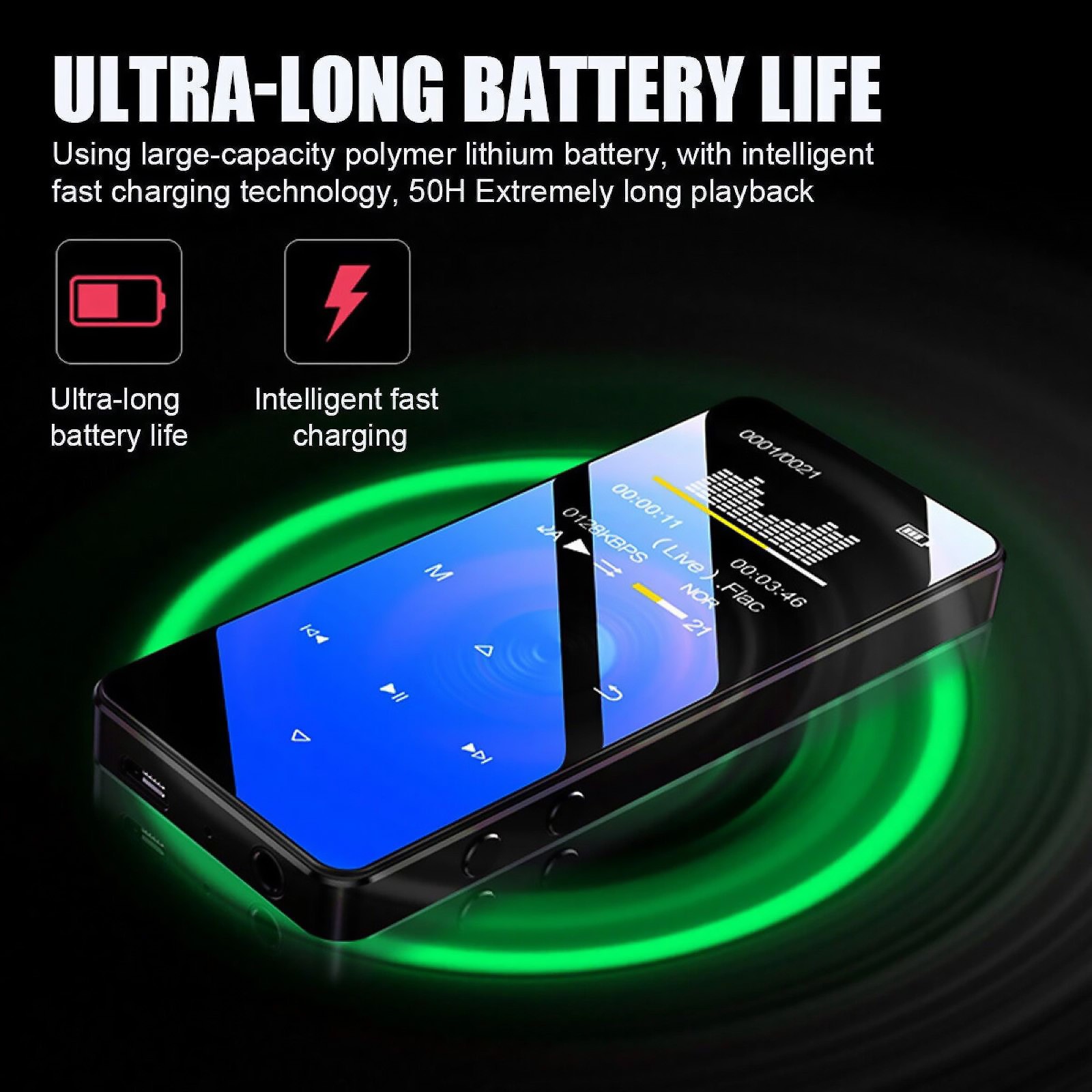 5.0 MP4/MP3 Player WIth 1.8-inch (diagonal) full-screen LED-backlit widescreen