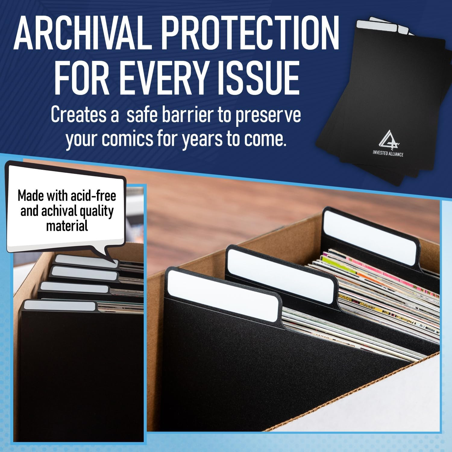 Black Comic Dividers (10 Pack) | 30PT Polyethylene Plastic, Bins, Cabinets, Lib