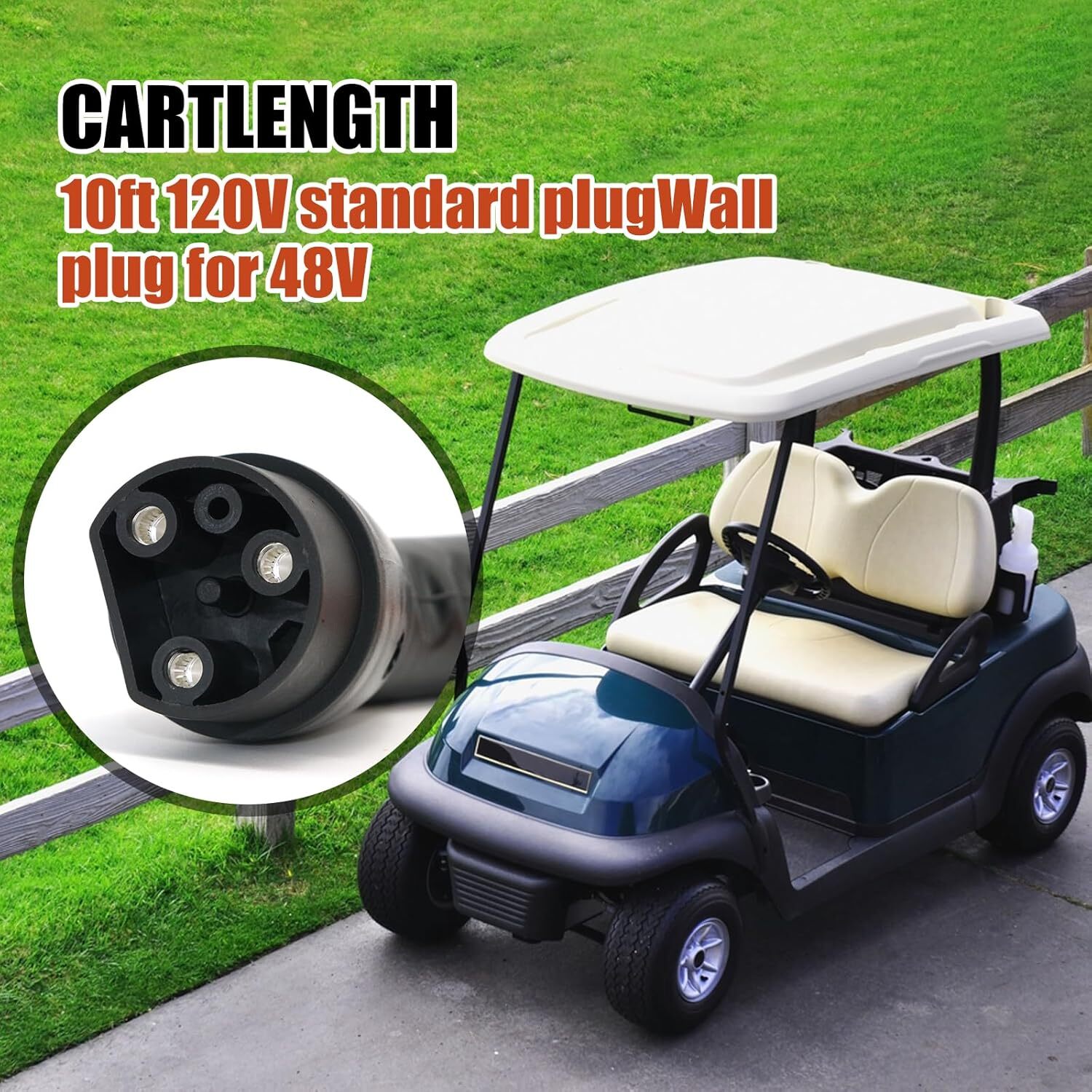 For Evolution ICON EV Golf Carts 120V 3 Pin Power Charging Cord ST-031016-PT