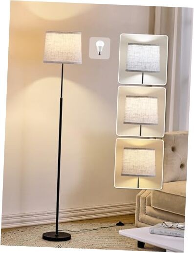 60" Modern Floor Lamp for Living Room Bedroom, Standing Lamp with Oatmeal Black