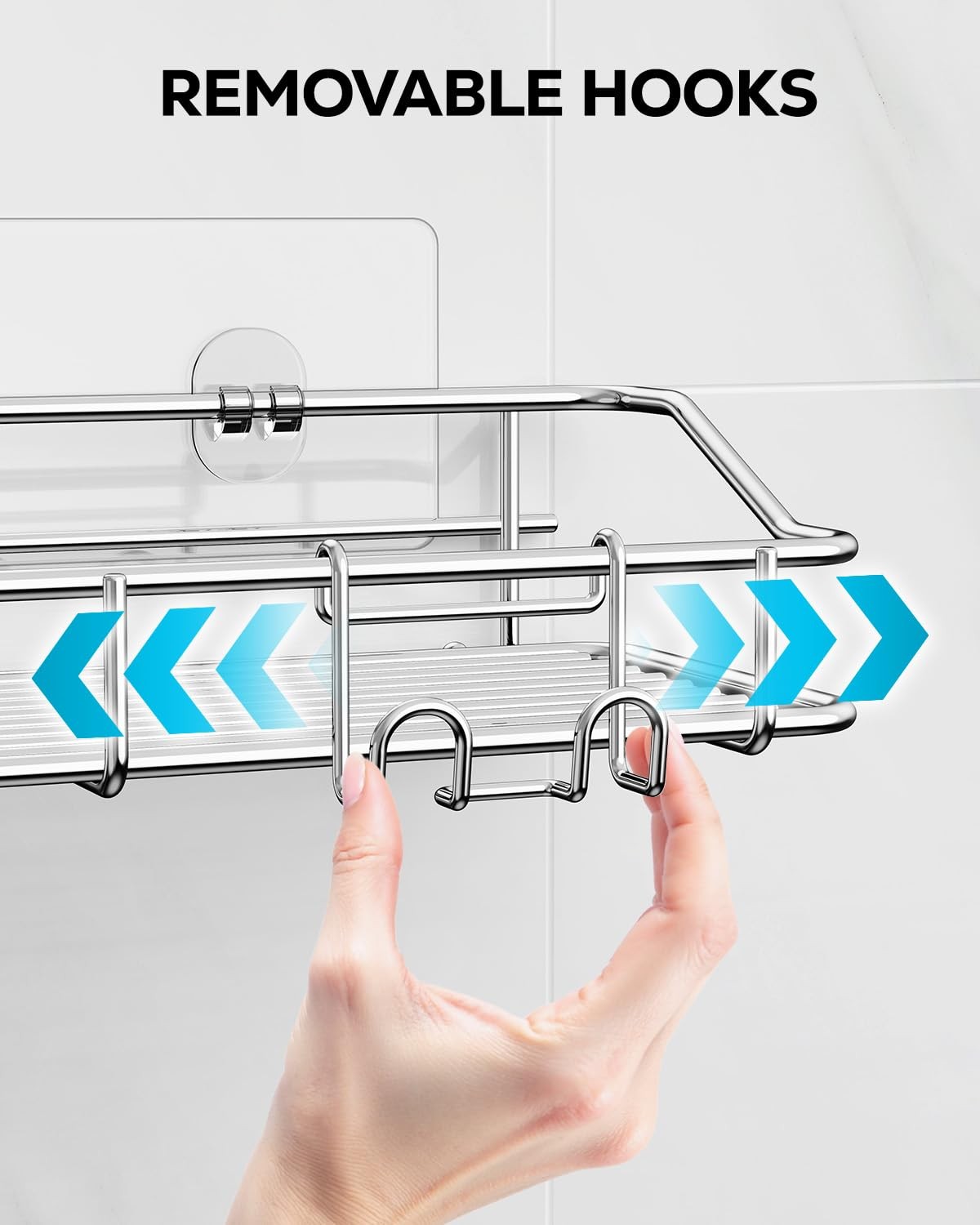 Nieifi Shower Caddy Shelf Storage Rack Adhesive Without 2 Pack, A-Silver