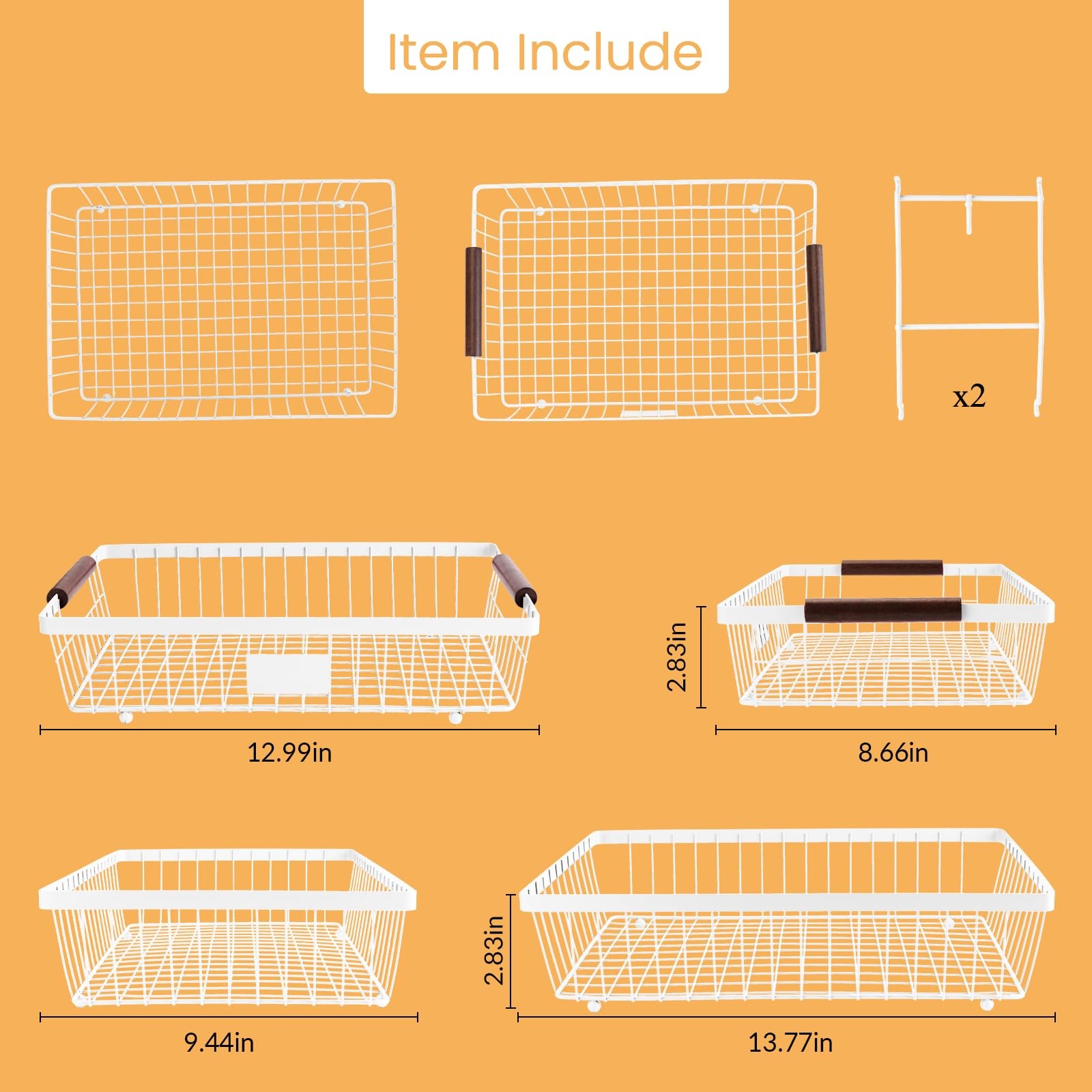 2-Tier Stackable Wire Basket with 2 Banana Hooks, Pantry Organizer for Kitche...