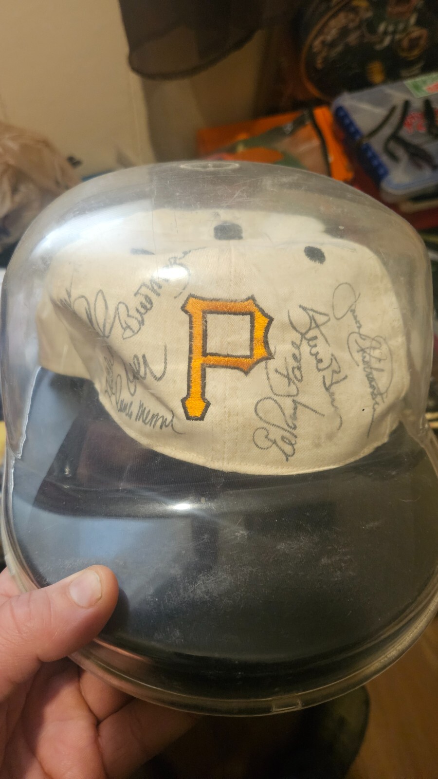 Signed Pittsburgh Pirates Hat, secured in hard plastic case