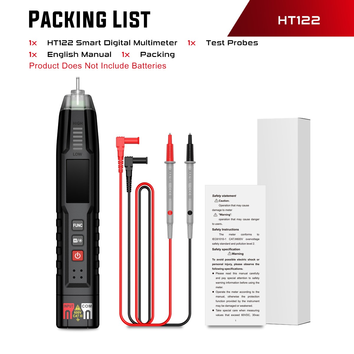 HABOTEST HT122 Smart Digital Multimeter AC DC Voltage Ohmmeter Max 600V