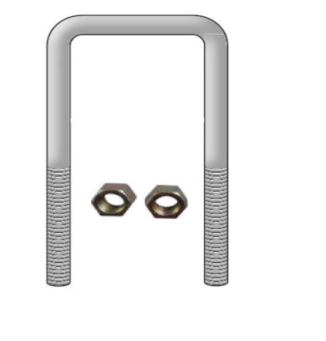 Square U-Bolt 5/8" Thick x 3-1/8" ID x 7-3/8" Long w/ Zinc Plated Nuts S170