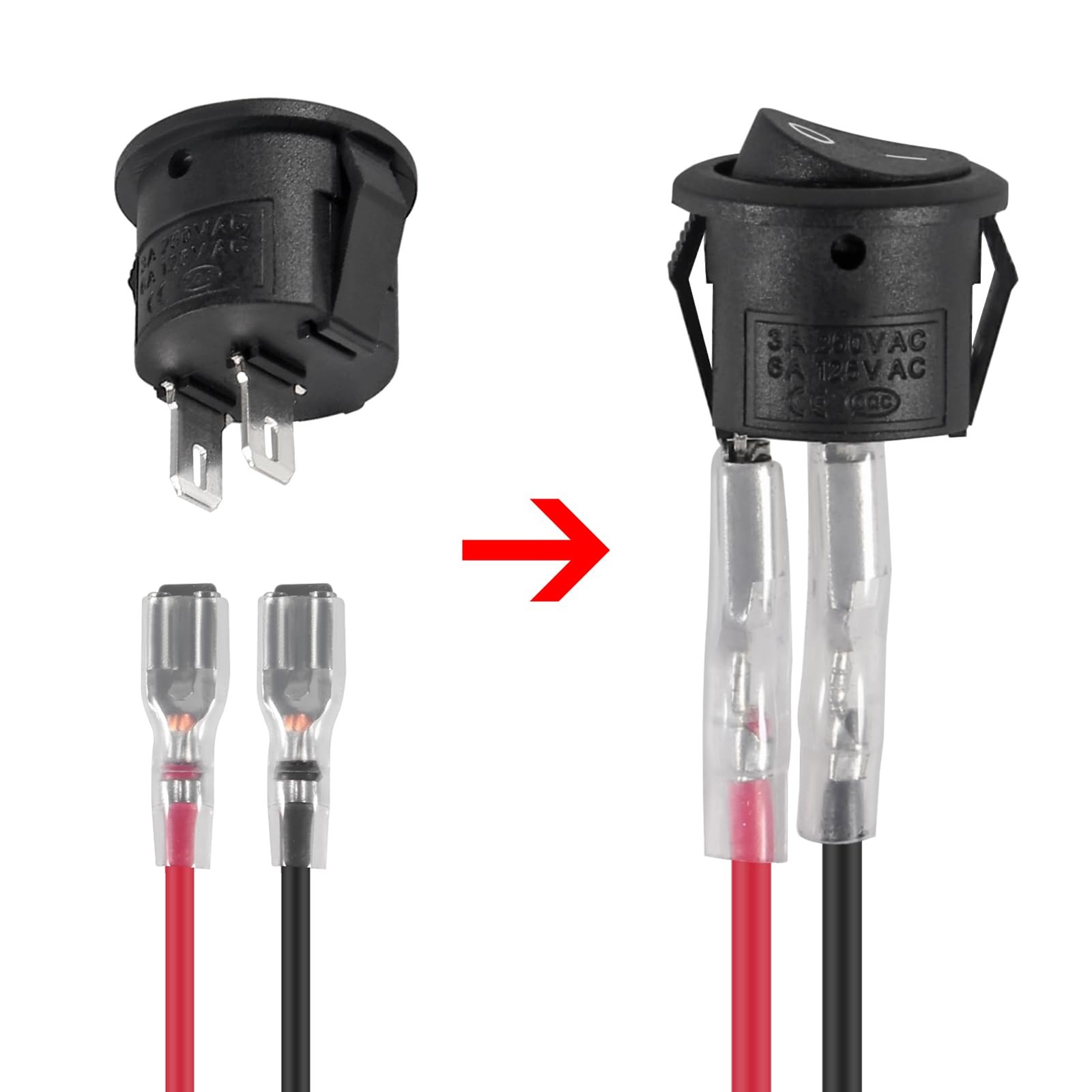 10 Pack Round Rocker Switch 12V ON Off 12 Volt DC Circle Toggle Switch 2 Pin ...