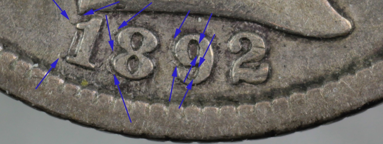1892-O 189/189-West RPD-001 FS-301 Barber Dime VF/XF. Offering combined shipping