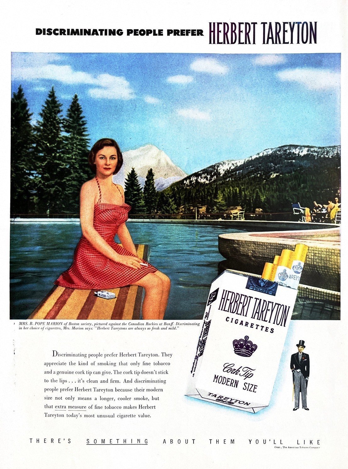 1951 TAREYTON Genuine Vintage Print Ad Cigarettes Tobacco Smoking Swimming Pool