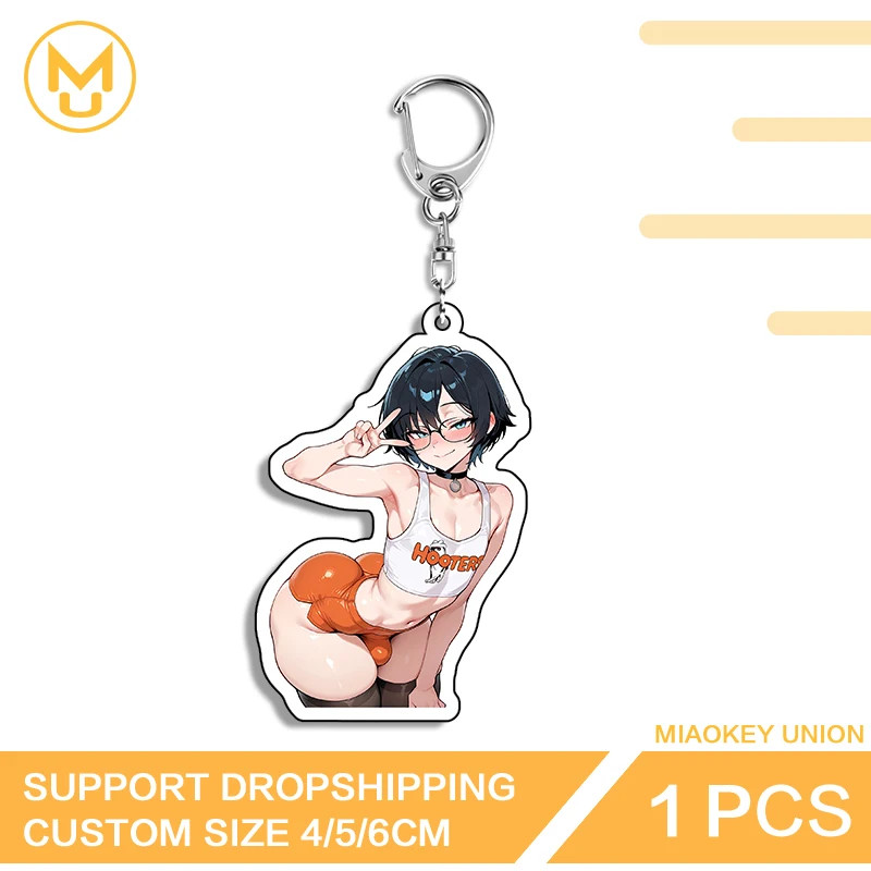 Alluring Glasses Femboy Cartoon Double Sided Keyring Hot Selling Fancy Pendant