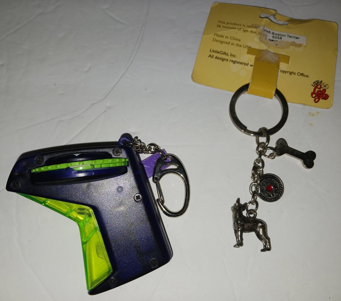 Dymo Label Maker Boston Terrier Dog Keychain Lot Of 2
