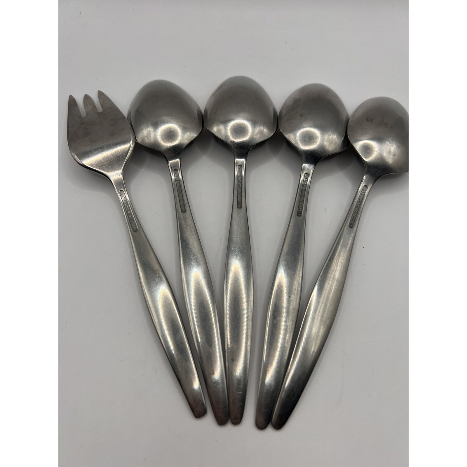 Vtg 4-Reed & Barton Serving Spoons + Serving Fork Stainless