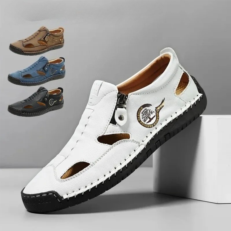 Men's Sport Sandals Outdoor Hollow Out Beach Shoes Walking Leather Fisherman