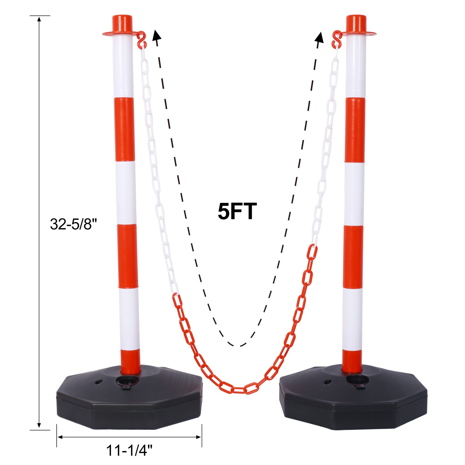 Adjustable Traffic Delineator Post Cones 4 Pack Traffic Safety Delineator