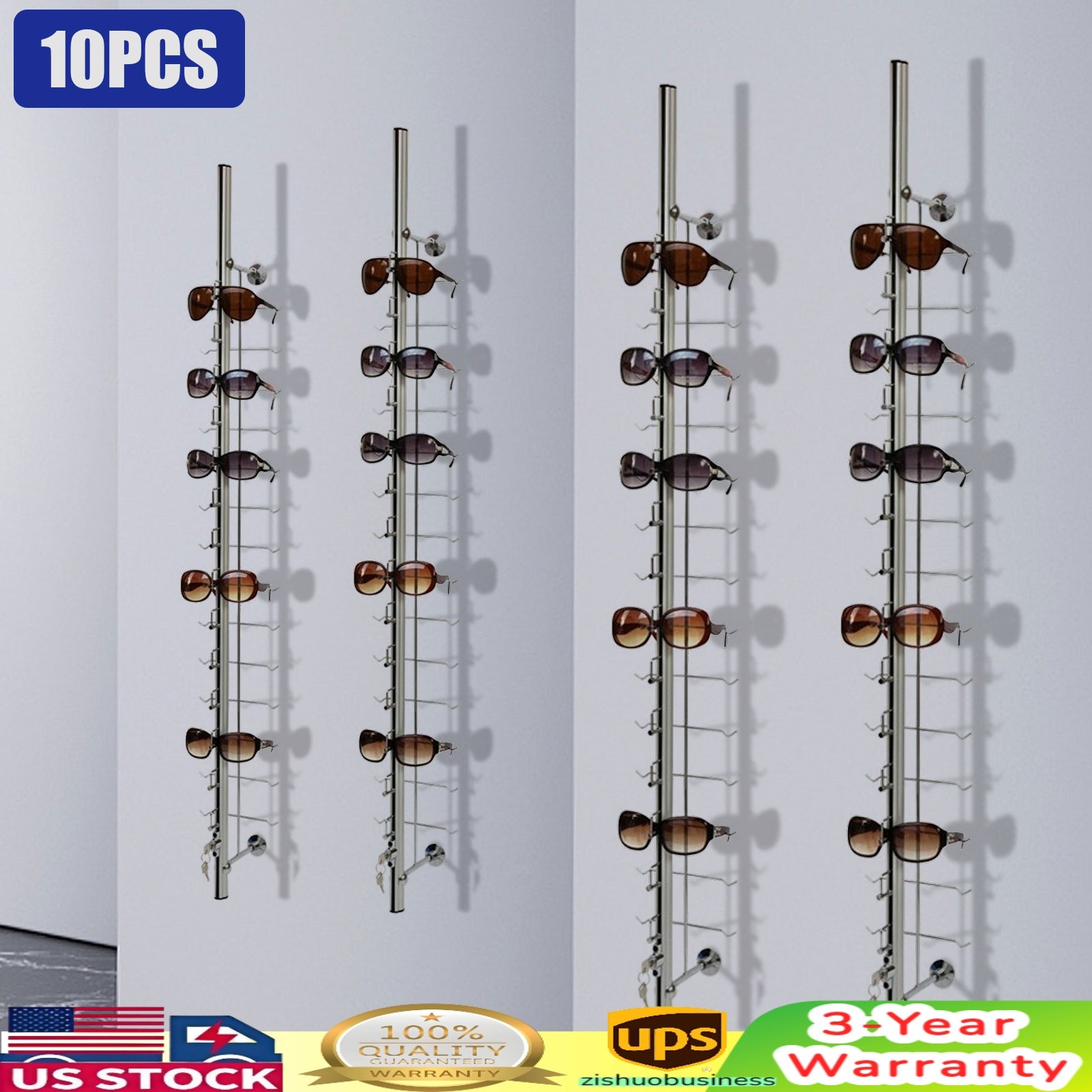 10PCS Optical Frames Display Rod With Lock Sunglasses Eyeglasses Storage Stand