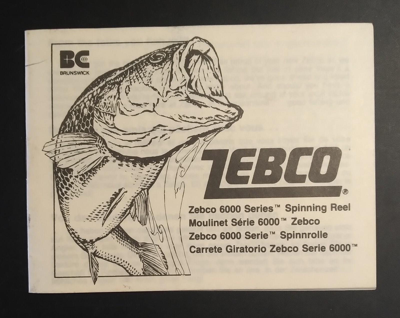 Vintage Zebco 6000 Series Fishing Spinning Reel Manual Instruction Booklet