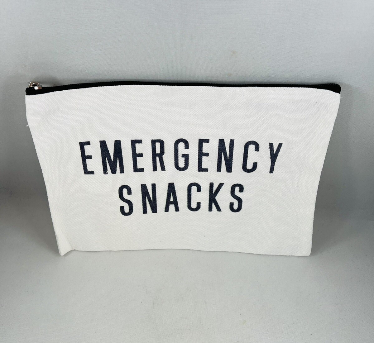 "Emergency Snacks" Printed Both Sides Canvas Zippered Pouch 8.75" x 6.25"