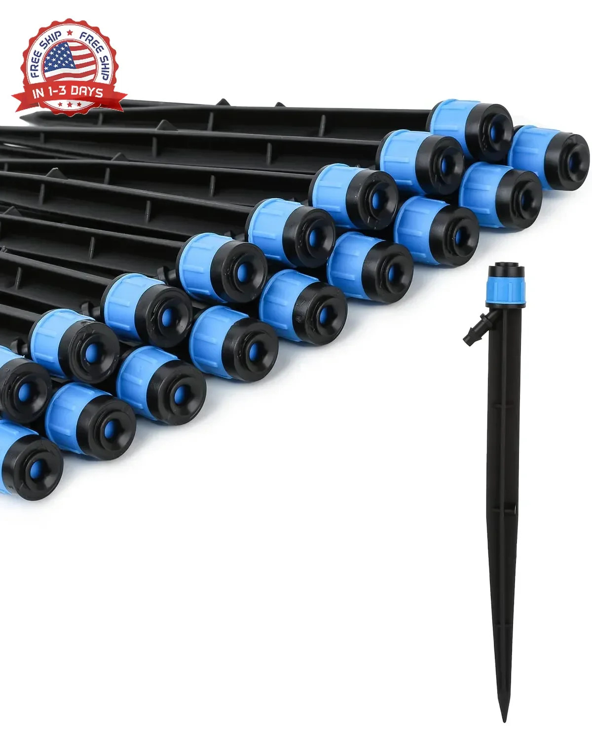 50 Pack Drip Irrigation Emitters Adjustable Irrigation Dripper 360 Degree Full C