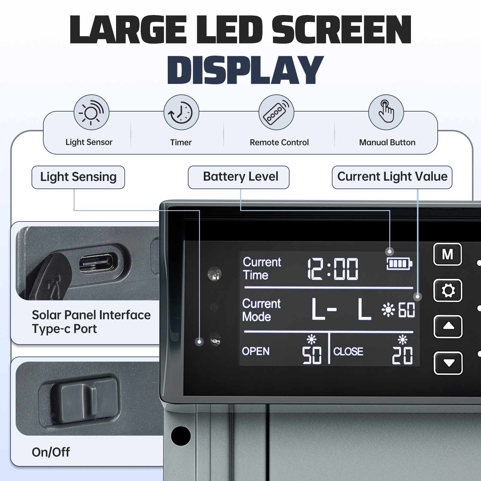 Solar Automatic Chicken Coop Door Opener w/Timer Light Sensor Remote Control