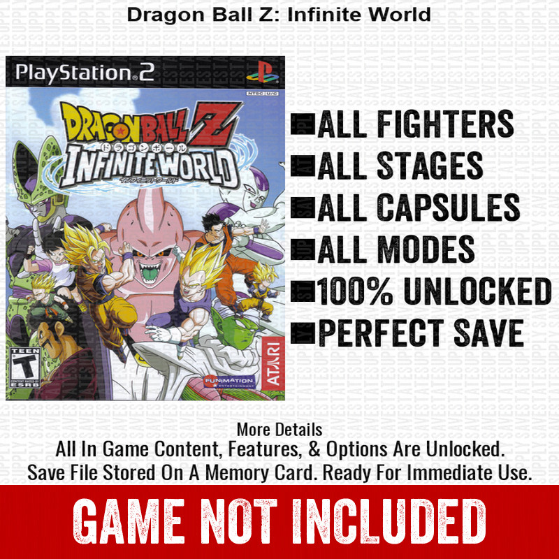 Dragon Ball Z Infinite World 100% PS2 Memory Card All CHEATS ITEMS