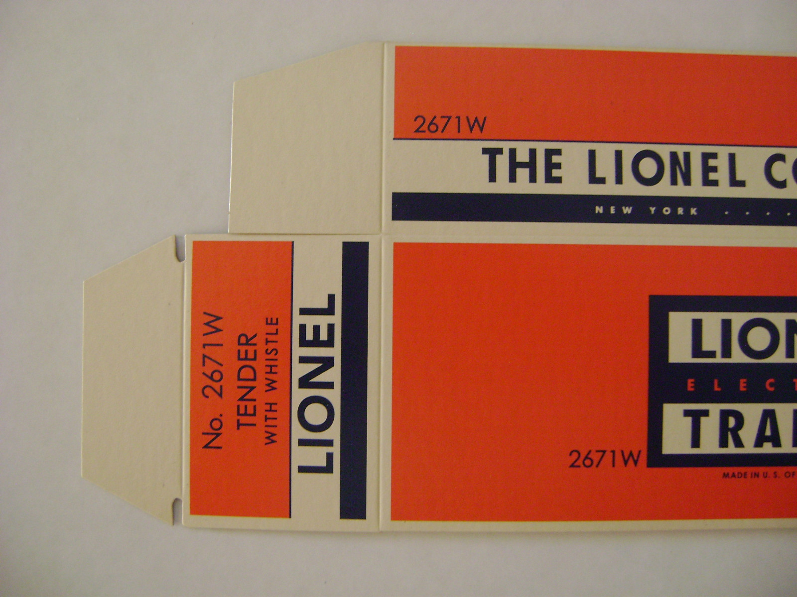 Lionel 2671W Tender Licensed Reproduction Box w/Corrugated Insert