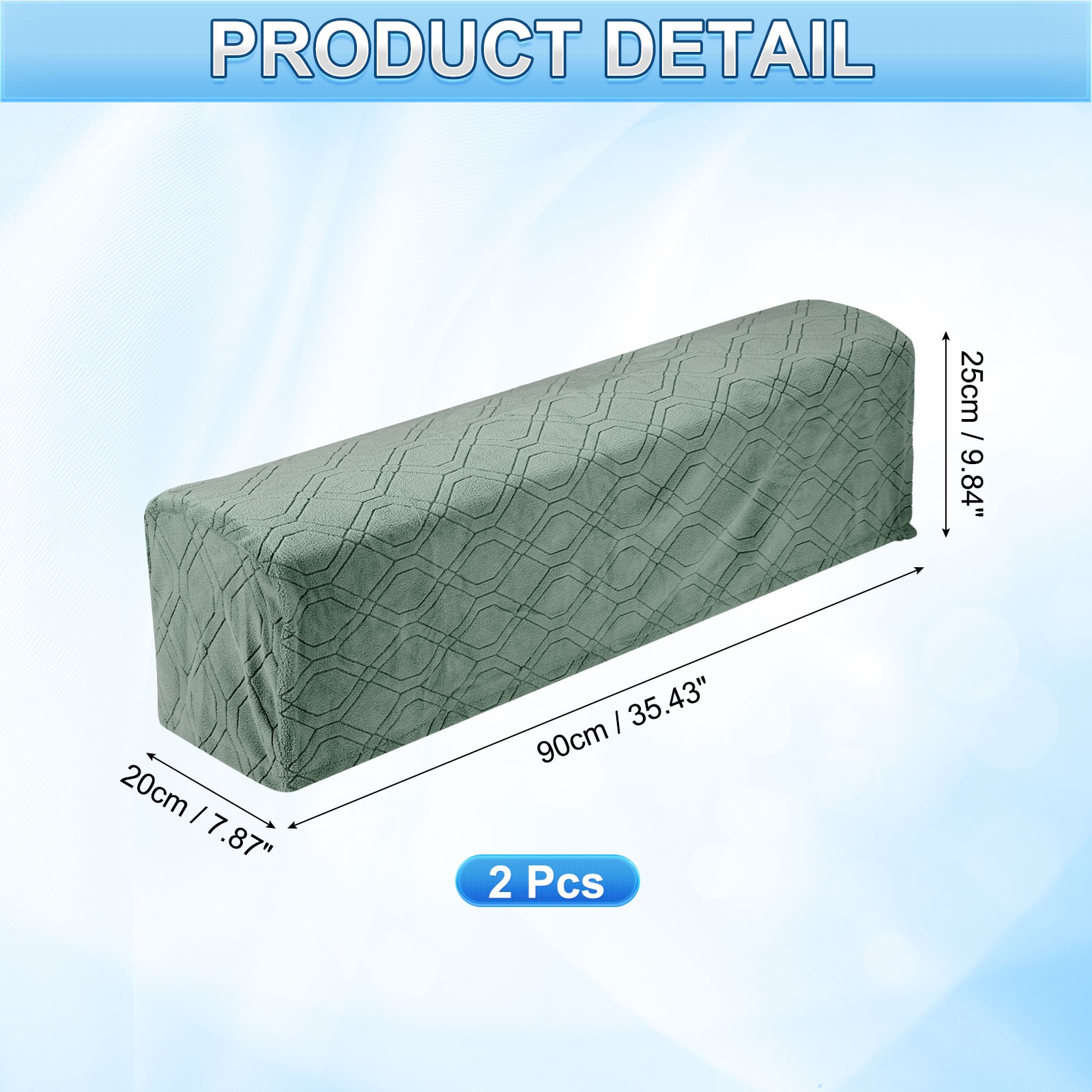 2Pcs Diamond Pattern Stretch Armrest Covers, Armchair Slipcovers, Green