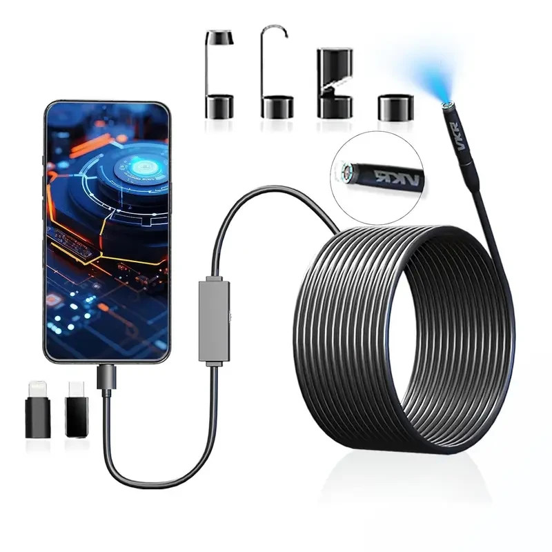 Endoscope Camera with Light, 1920P HD Borescope Camera with 8  LED Lights 16.4ft